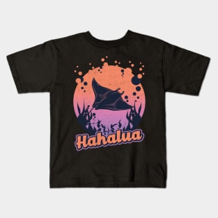 Vintage Hahalua Hawaiian for Stingray manta ray beauty of the sea Kids T-Shirt